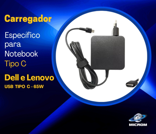 Carregador Lenovo e Dell - Universal - USB - tipo C  - 65W  / ESPECÍFICO