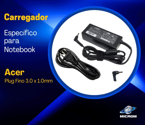 Carregador Acer Aspire - Plug Fino - 19v-3.42A - 65W 